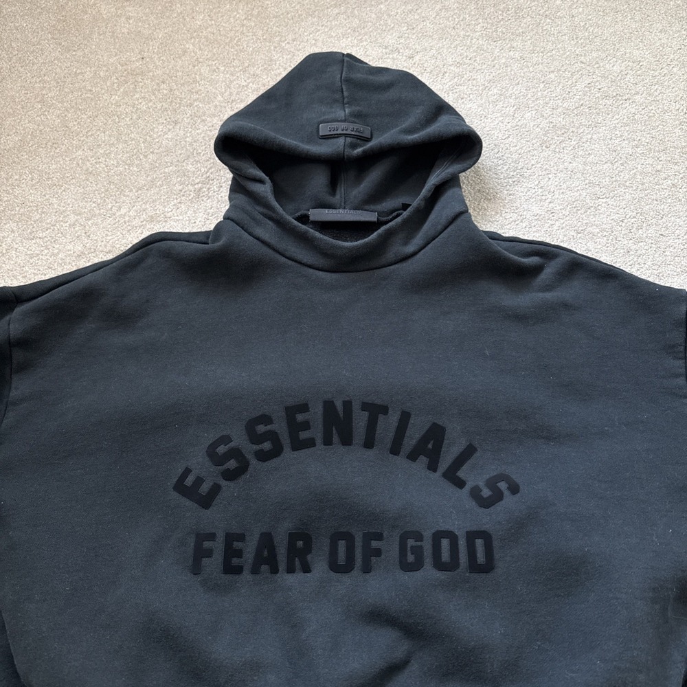 Essentials Fear Of GOD Hoodie Sweatshirt Black Mens Oversized Baggy Sz S - Picture 9 of 9